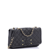 Filigree Flap Bag Quilted Caviar Medium