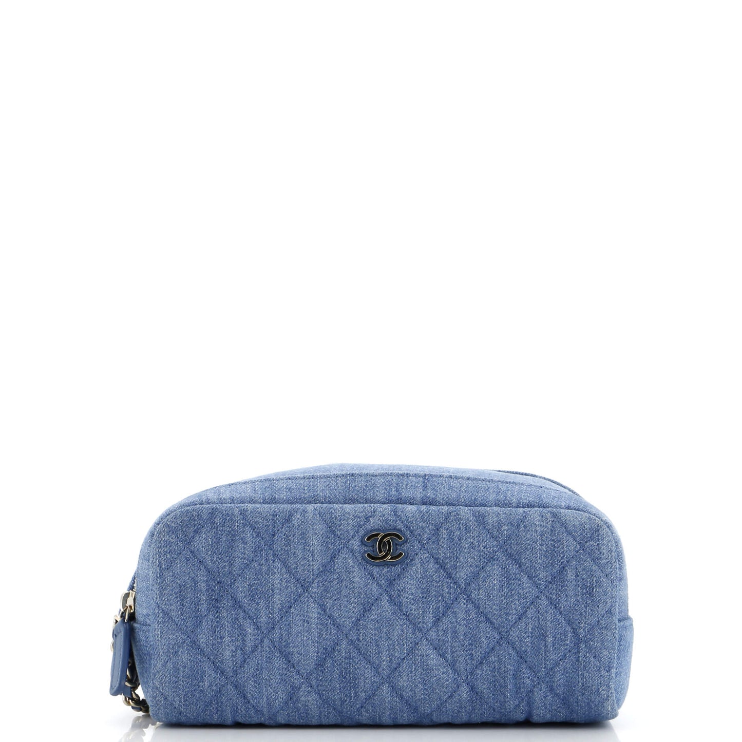 Double Zip Toiletry Pouch Quilted Denim