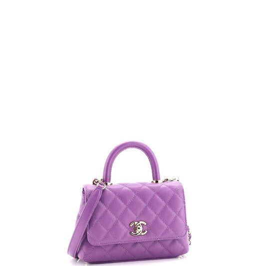 Coco Top Handle Bag Quilted Caviar Extra Mini