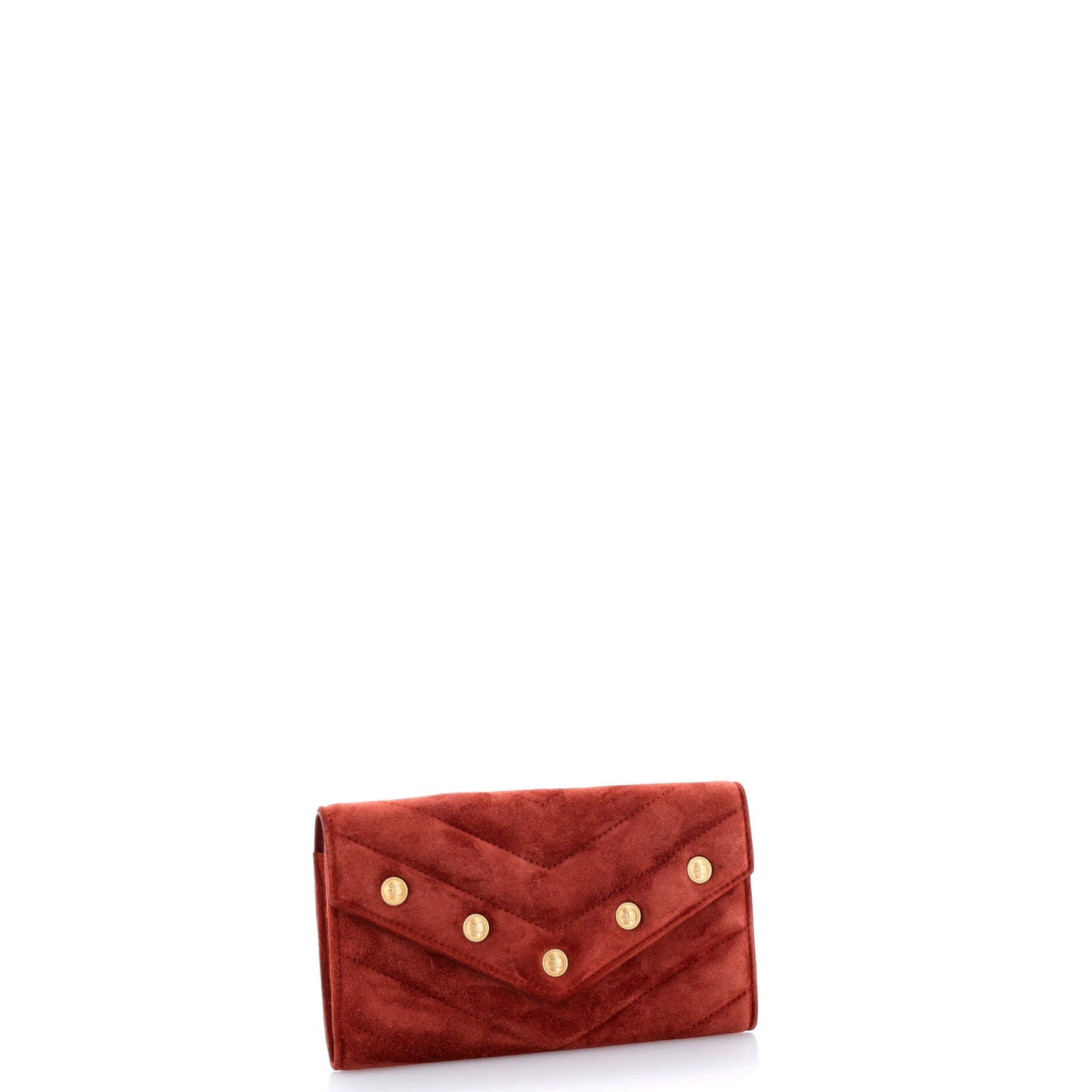 Paris-Hamburg CC Button Flap Wallet Chevron Suede Long