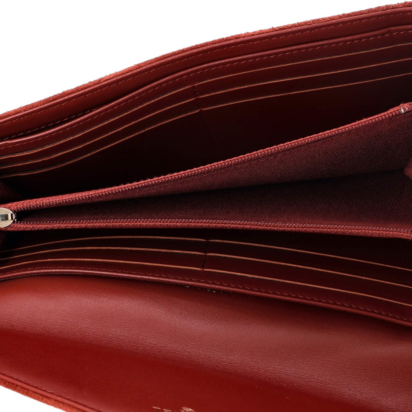 Paris-Hamburg CC Button Flap Wallet Chevron Suede Long