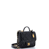 School Memory Top Handle Flap Bag Quilted Patent Mini