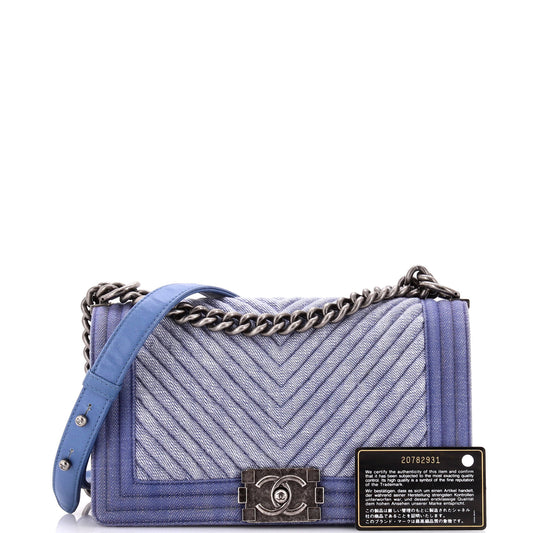 Boy Flap Bag Chevron Denim Old Medium