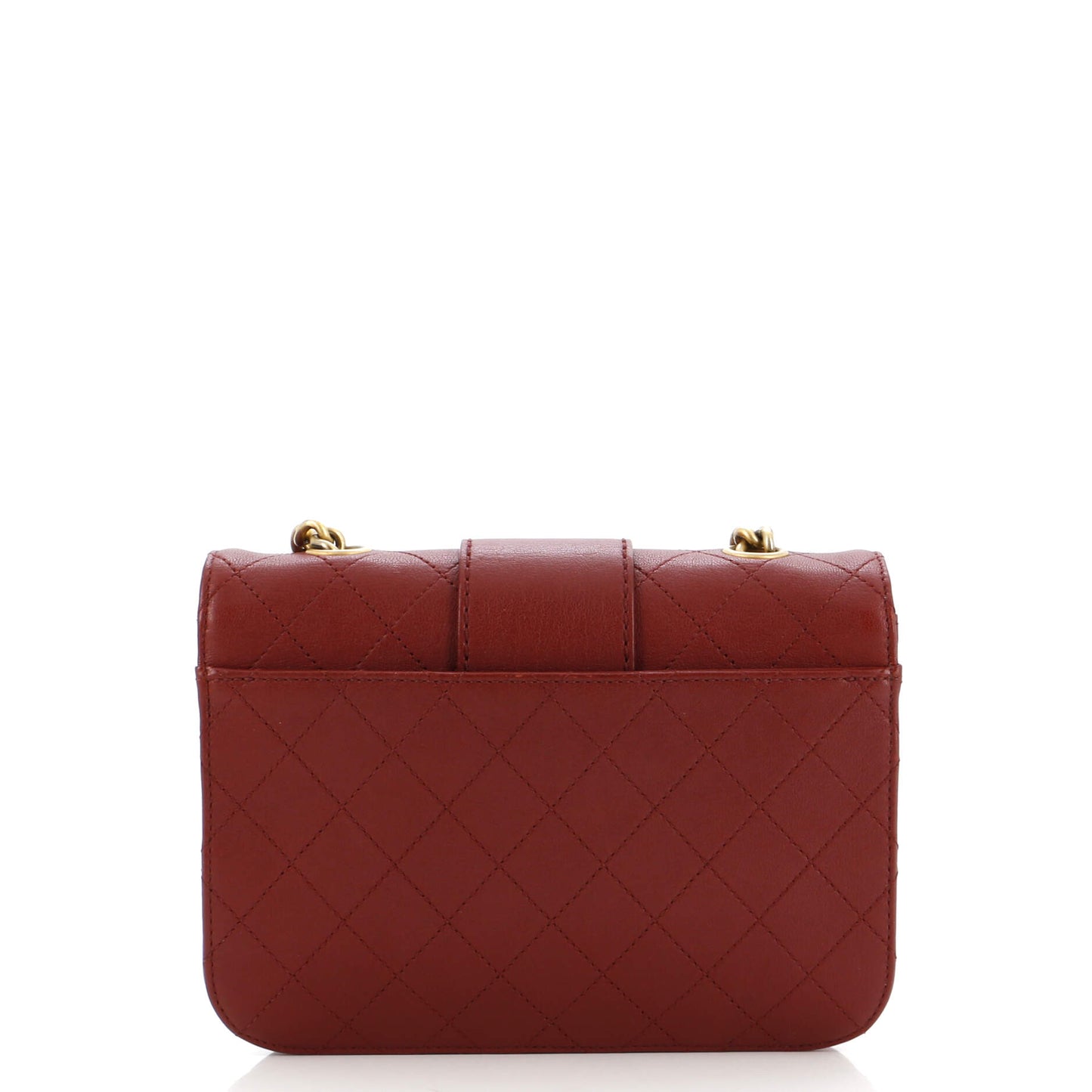 Front Chain Flap Bag Quilted Sheepskin Medium
