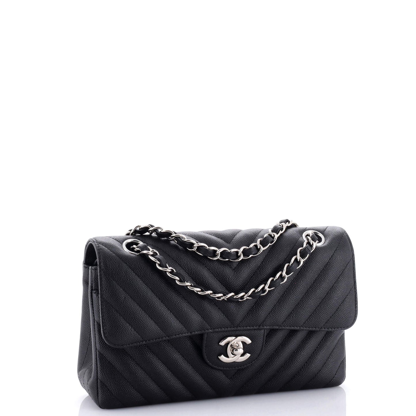 Classic Double Flap Bag Chevron Caviar Small