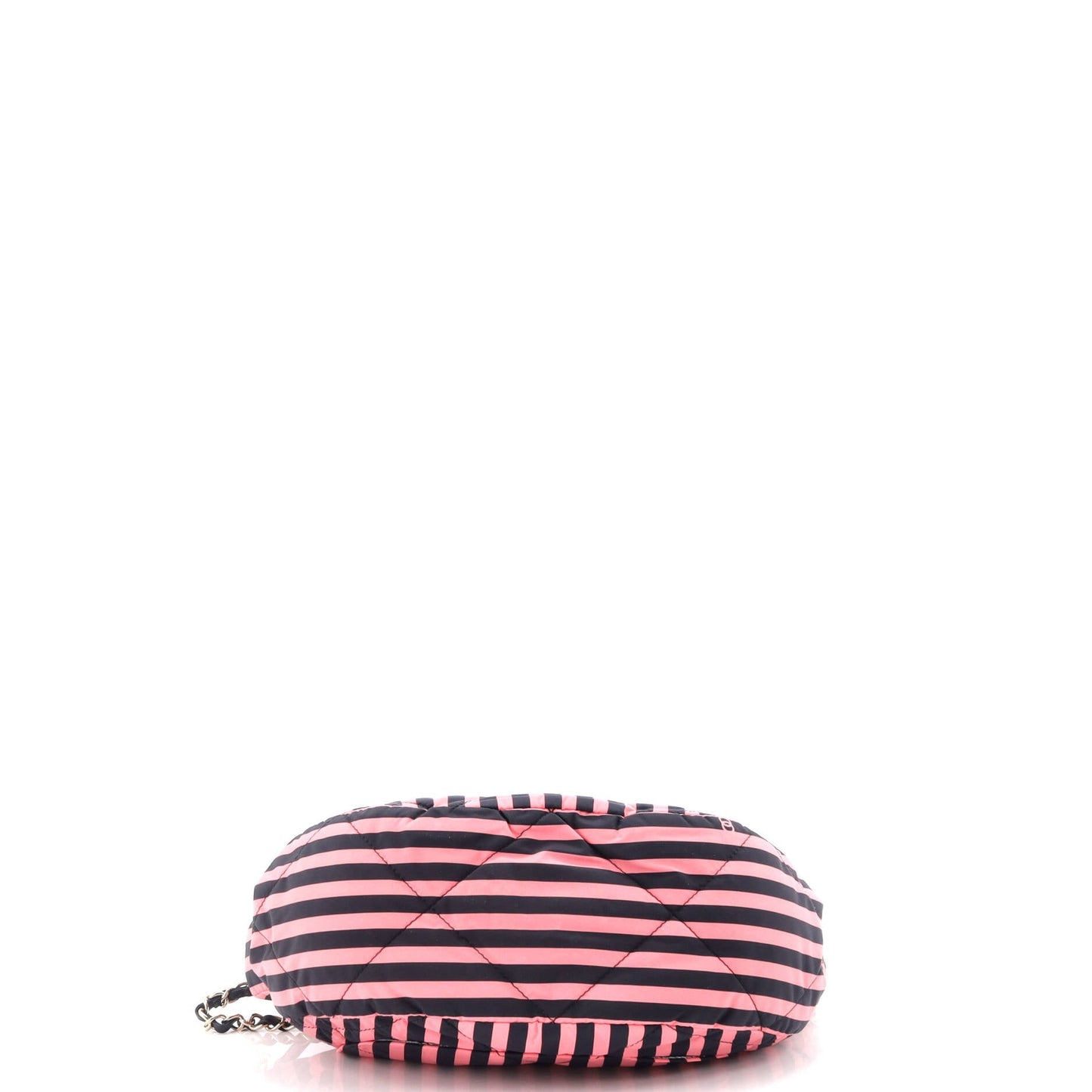 CC Convertible Chain Zip Hobo Quilted Striped Nylon