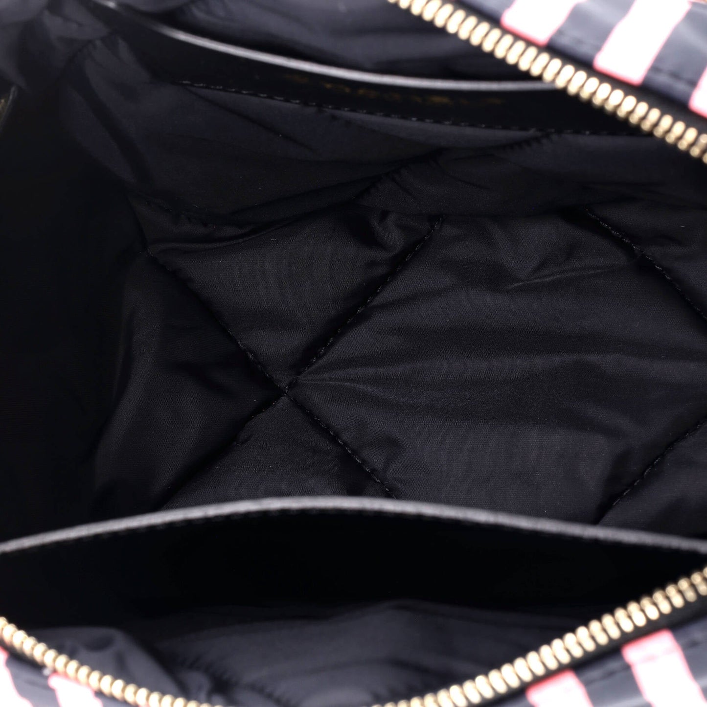 CC Convertible Chain Zip Hobo Quilted Striped Nylon