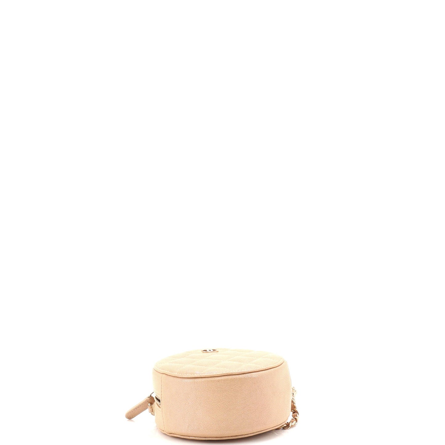 Round Clutch with Chain Quilted Caviar Mini