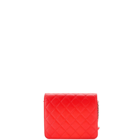 Square Wallet on Chain Quilted Caviar