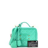 Filigree Vanity Case Quilted Caviar Medium