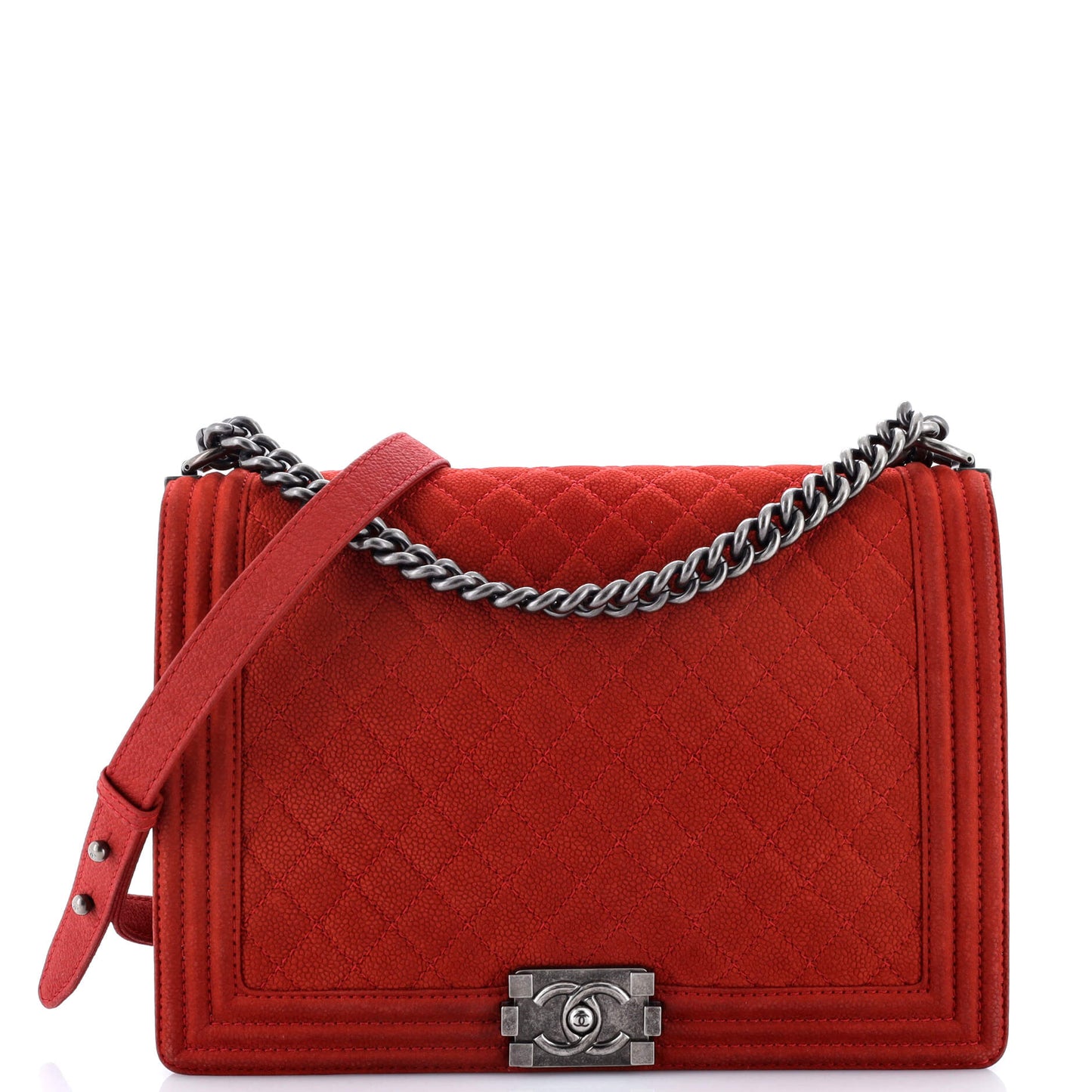 Boy Flap Bag Quilted Matte Caviar Large