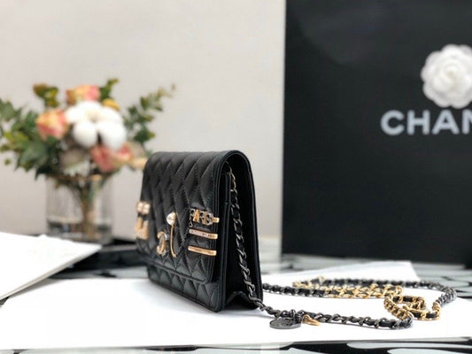 CHL -  Flap Bag Gold Toned Hardware Black For Women 7.4in/19cm