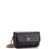 CC Chain Around Flap Phone Holder with Chain Stitched Leather