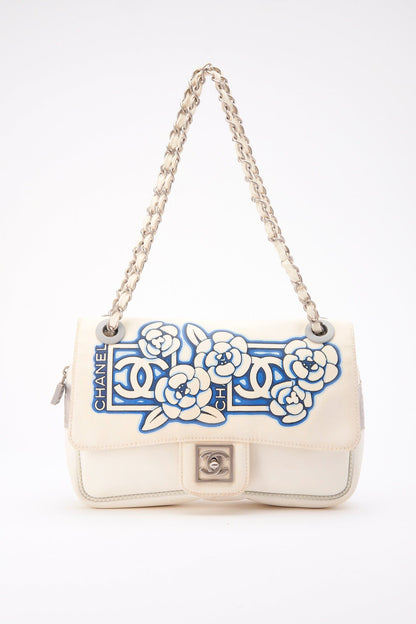 Chanel Sport White Floral Nylon Flap Bag