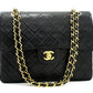 CHANEL 2.55 Double Flap Square Chain Shoulder Bag Black Lambskin