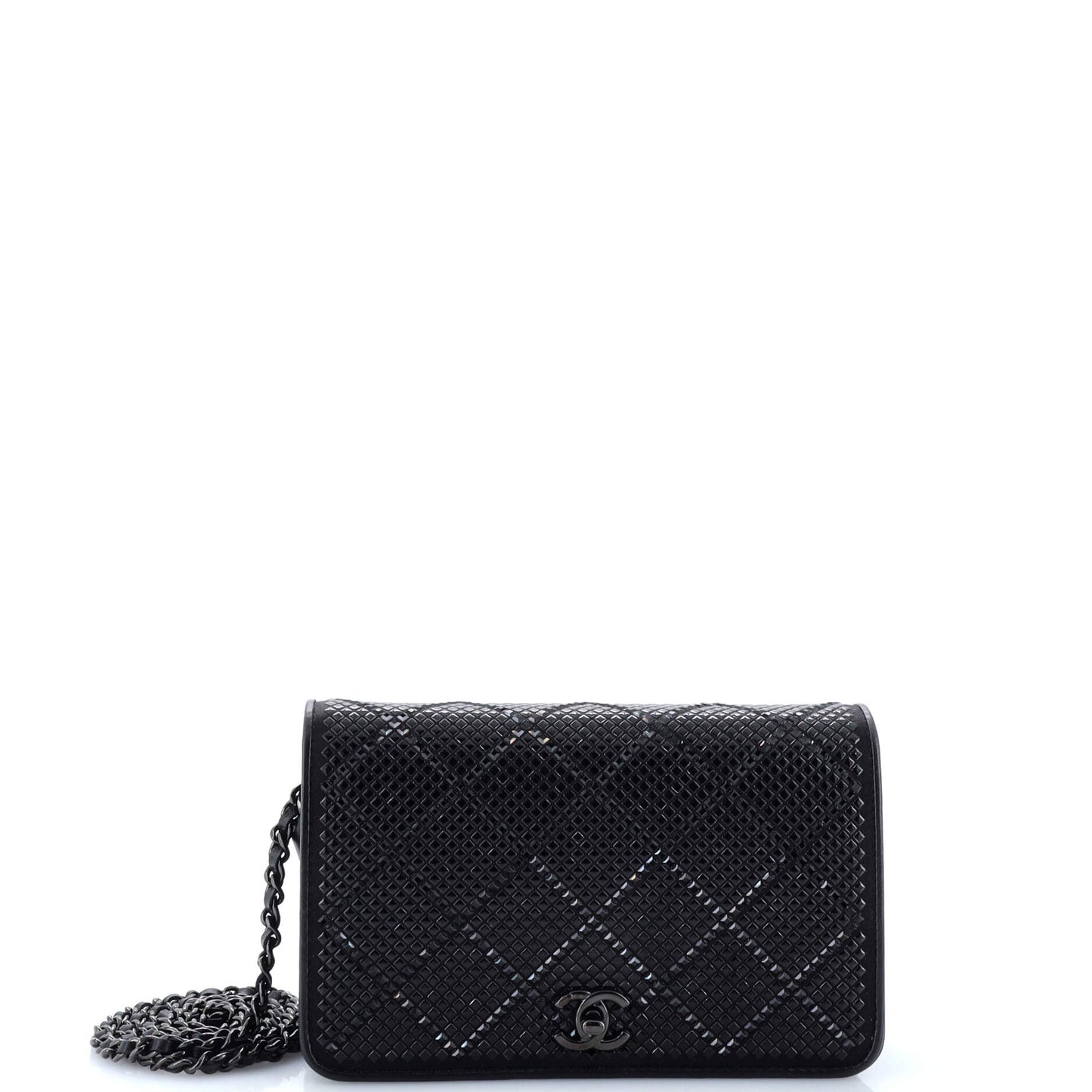 Turnlock CC Wallet on Chain Strass Embellished Satin