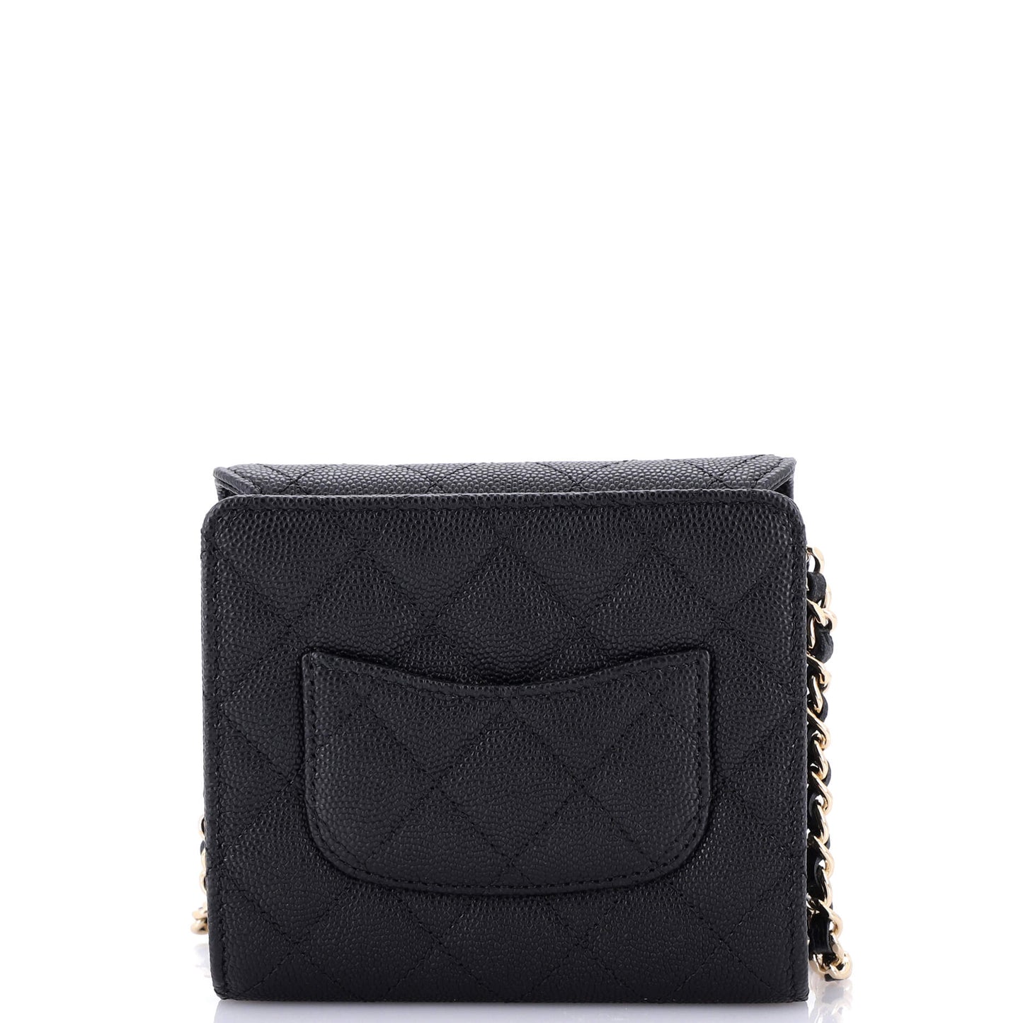 Flap Zip Around Card Case On Chain Quilted Caviar Mini