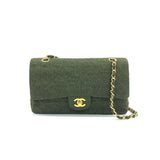Chanel Classic Flap Khaki Green Wool   Double Flap Bag 24k Gold Hardware