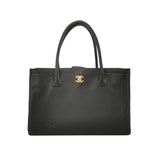 Chanel Cerf Executive Black Caviar Leather Handbag Gold Hardware