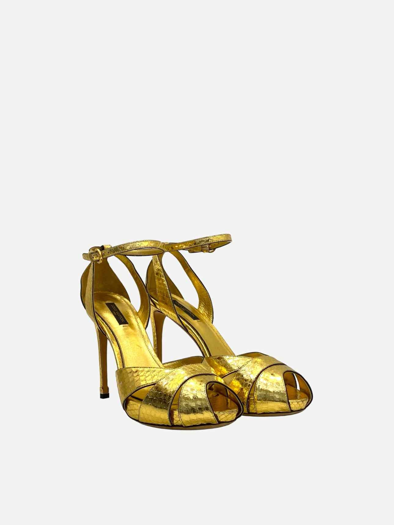 LOUIS VUITTON Metallic Gold Size EU 39 Heeled Sandals