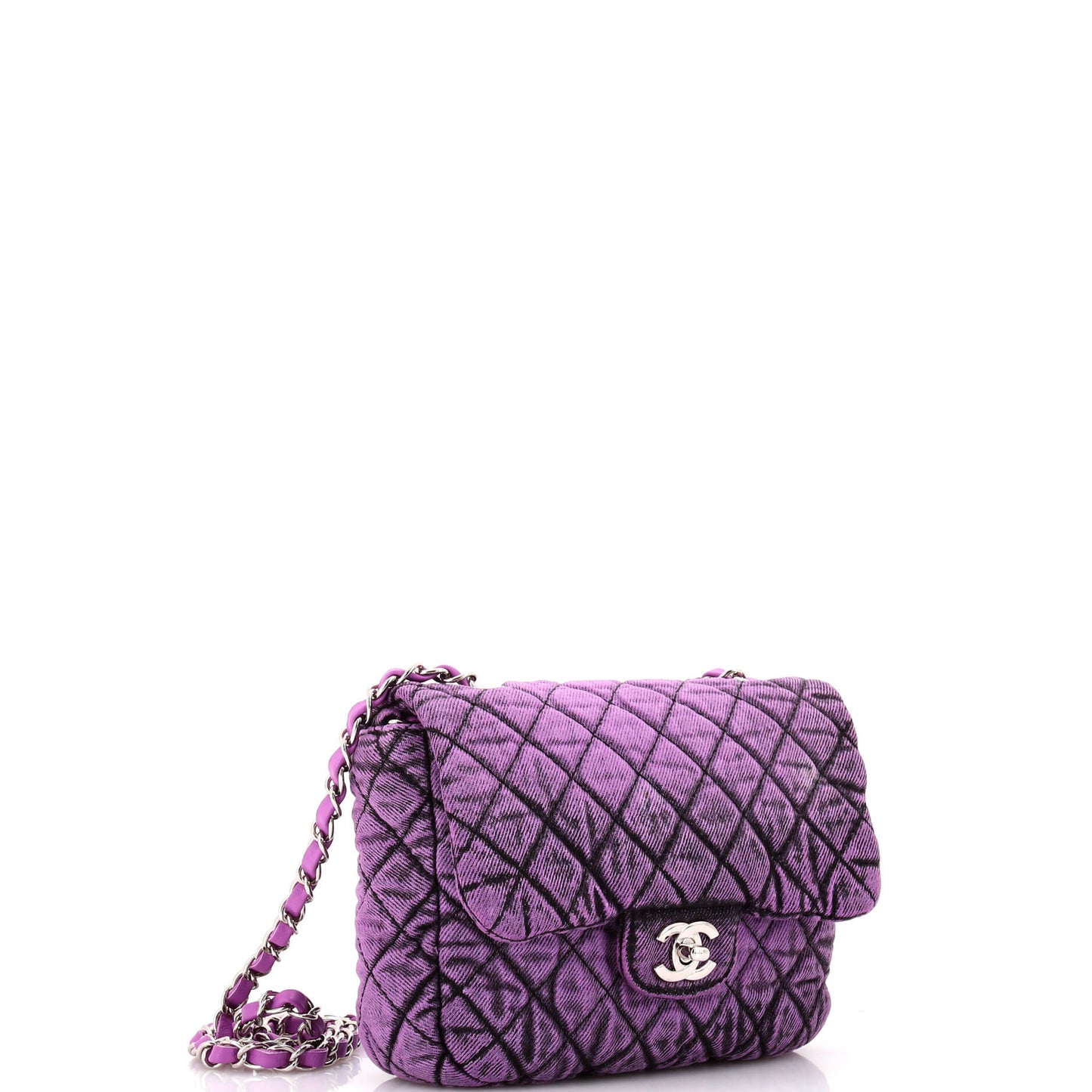Denimpression Flap Bag Quilted Distressed Denim Small