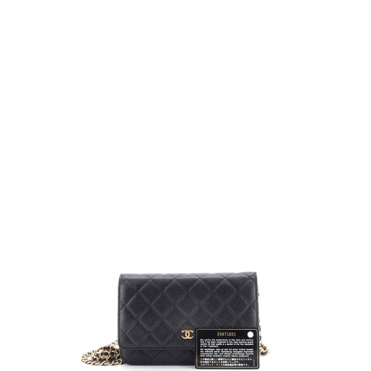 Wallet on Chain Quilted Caviar