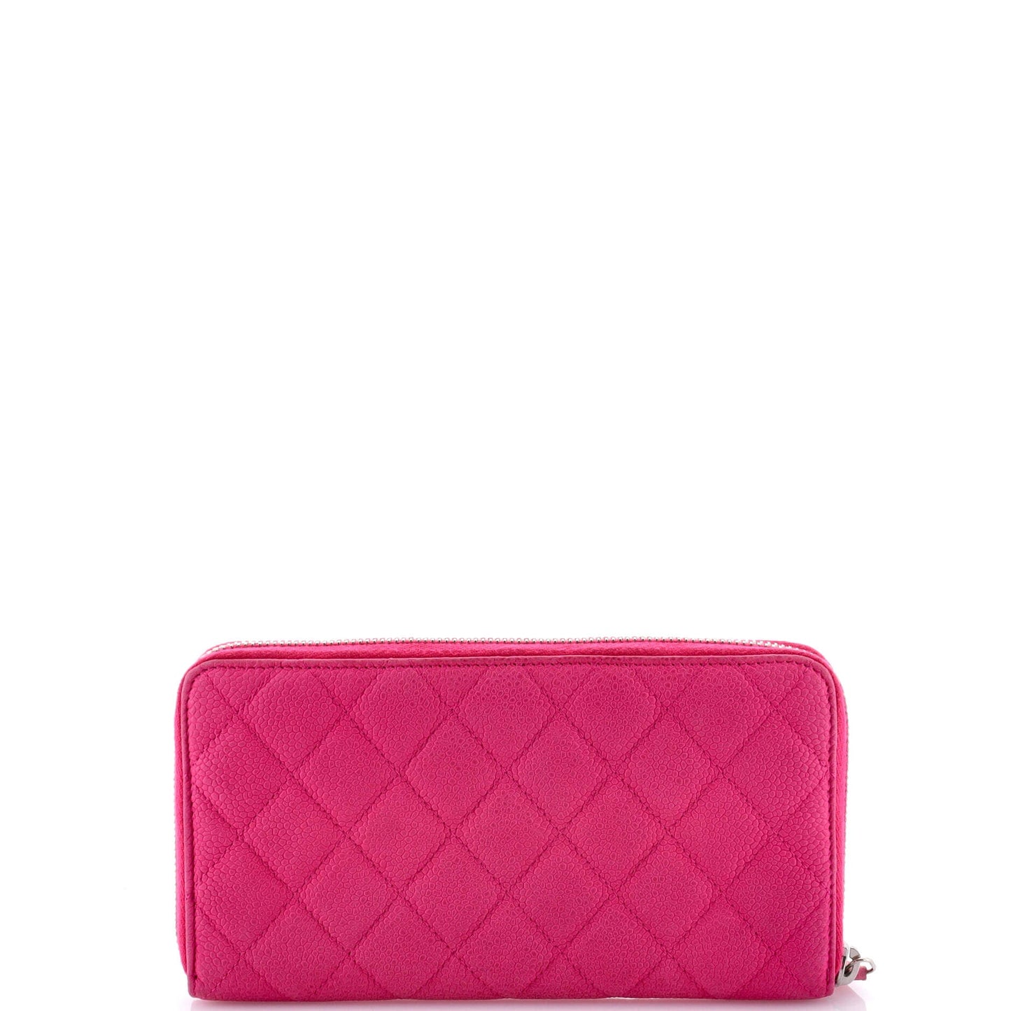 Zip Around Wallet Quilted Caviar Long