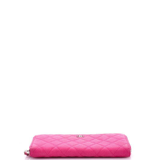 Zip Around Wallet Quilted Caviar Long