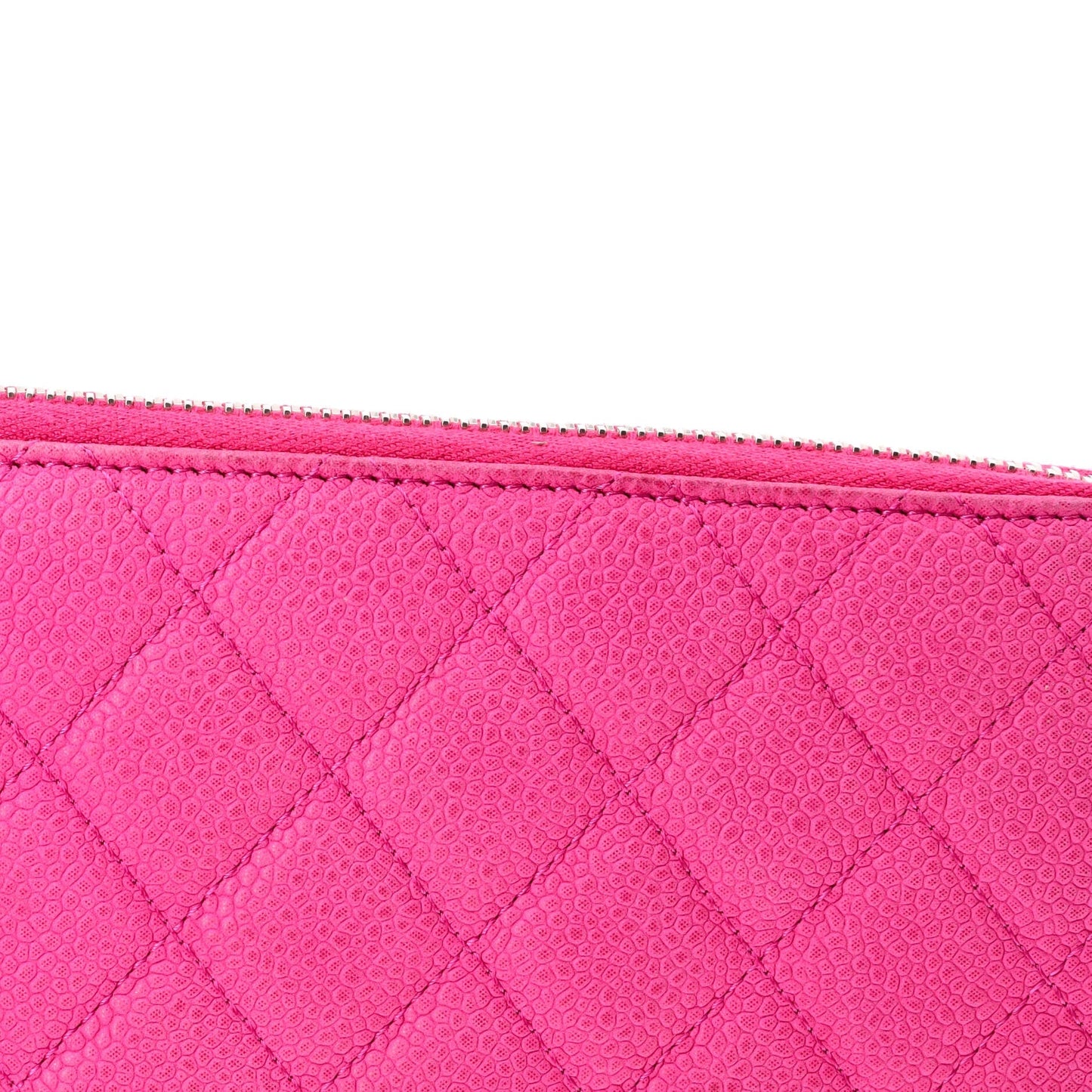 Zip Around Wallet Quilted Caviar Long