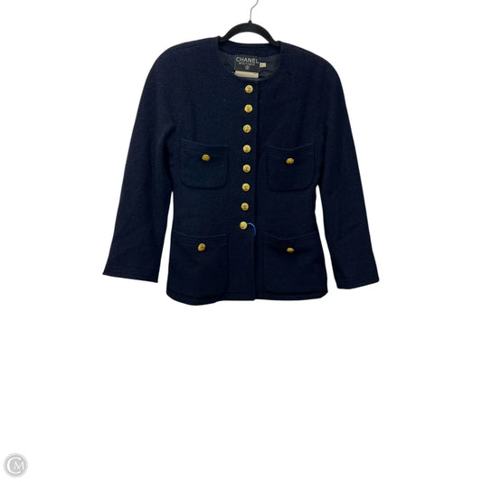 Blazer Luxury Designer By Chanel In Navy, Size: S