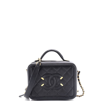 Filigree Vanity Case Quilted Caviar Small