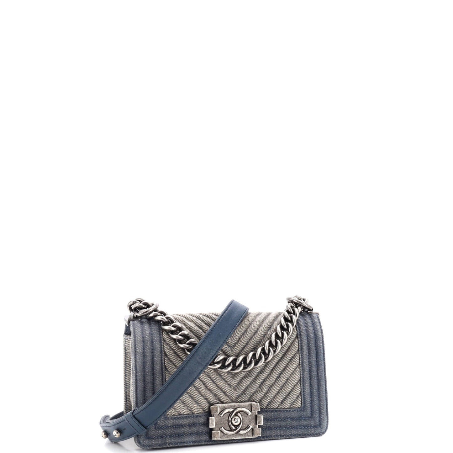 Boy Flap Bag Chevron Denim Small