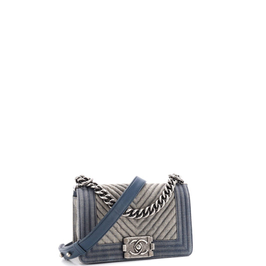 Boy Flap Bag Chevron Denim Small