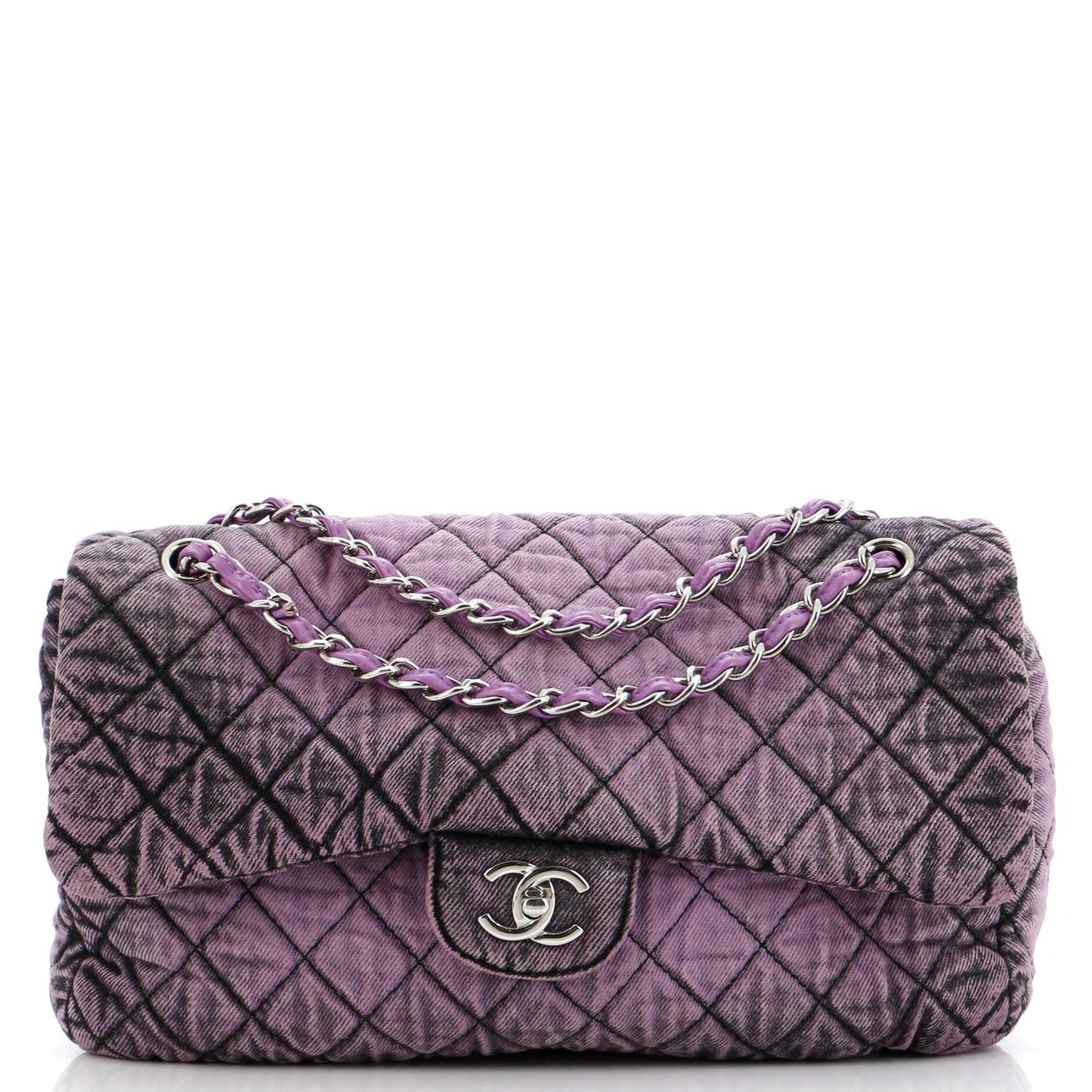 Denimpression Flap Bag Quilted Distressed Denim Medium