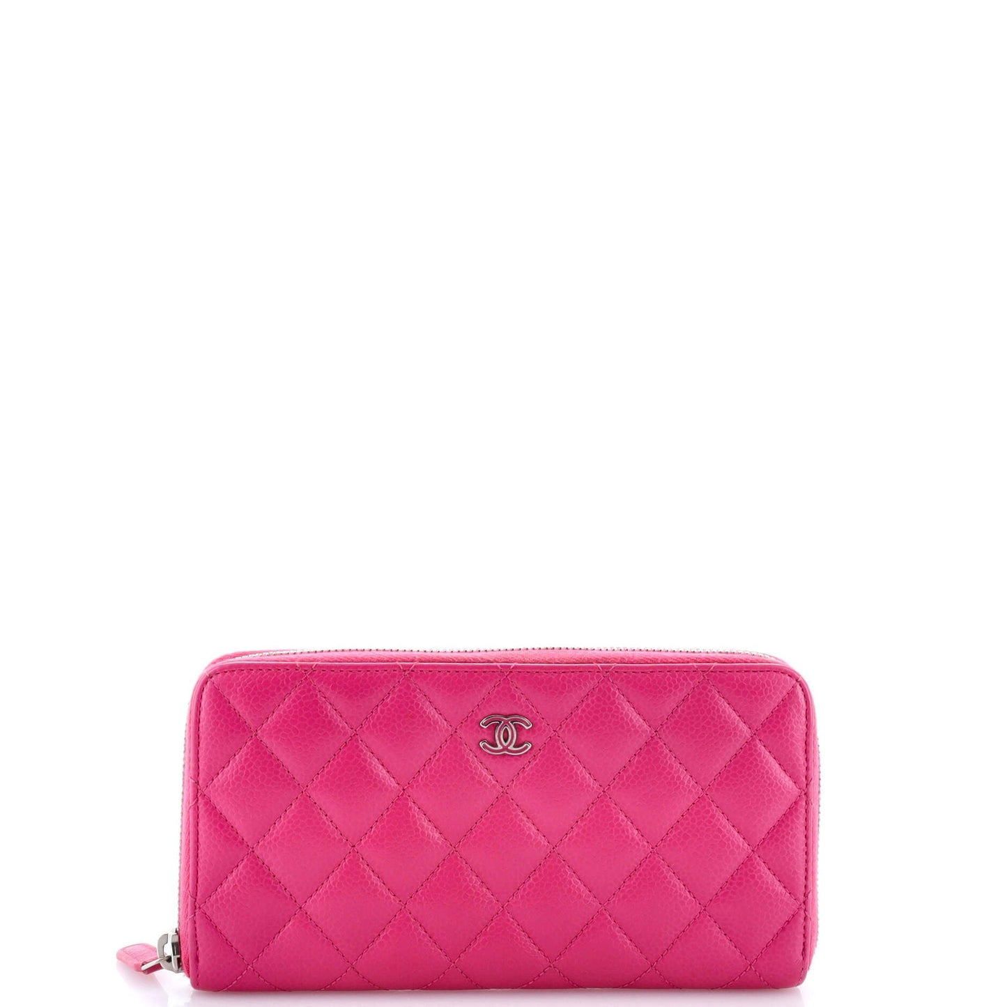 Zip Around Wallet Quilted Caviar Long