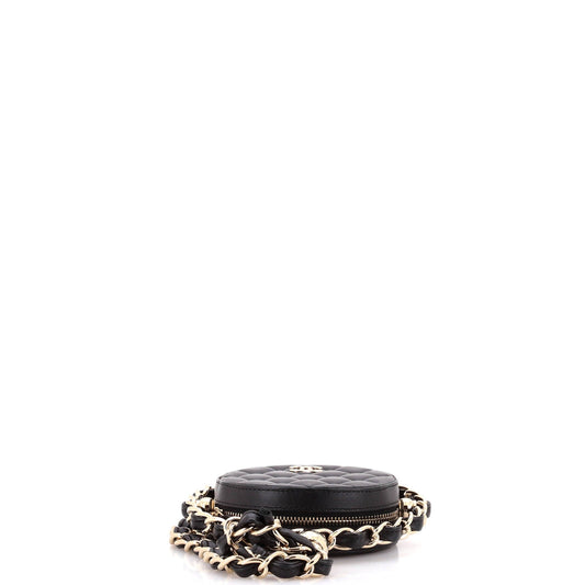 Frame Chain Around Round Clutch with Chain Quilted Lambskin Mini