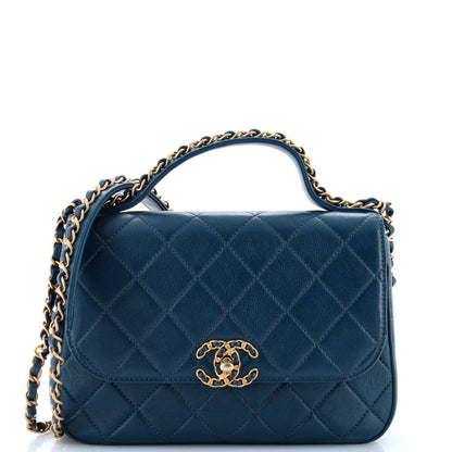 Chain Infinity Top Handle Bag Quilted Lambskin Small