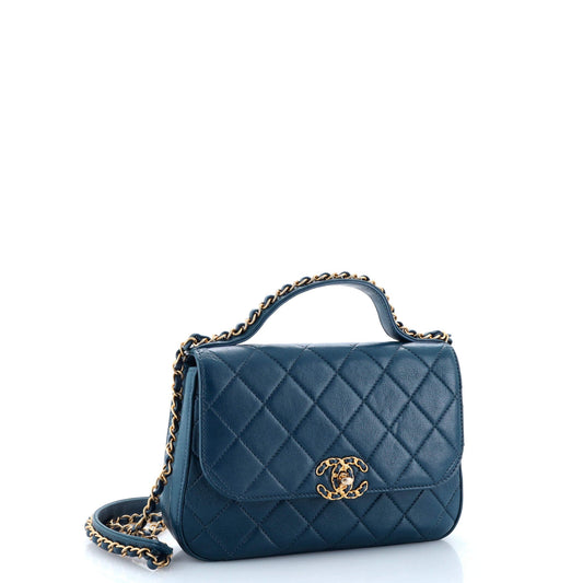 Chain Infinity Top Handle Bag Quilted Lambskin Small