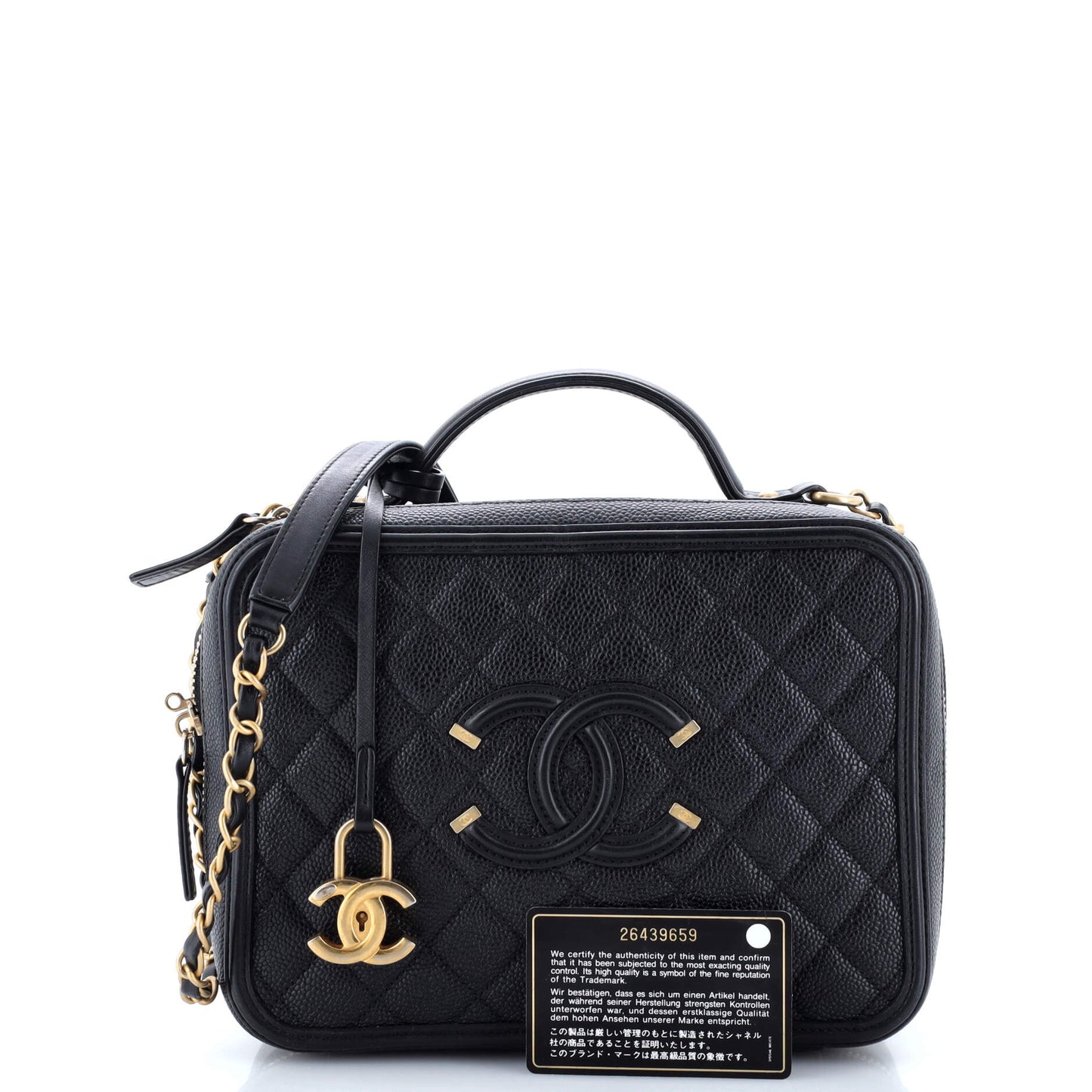 Filigree Vanity Case Quilted Caviar Large
