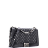 Boy Flap Bag Quilted Caviar New Medium