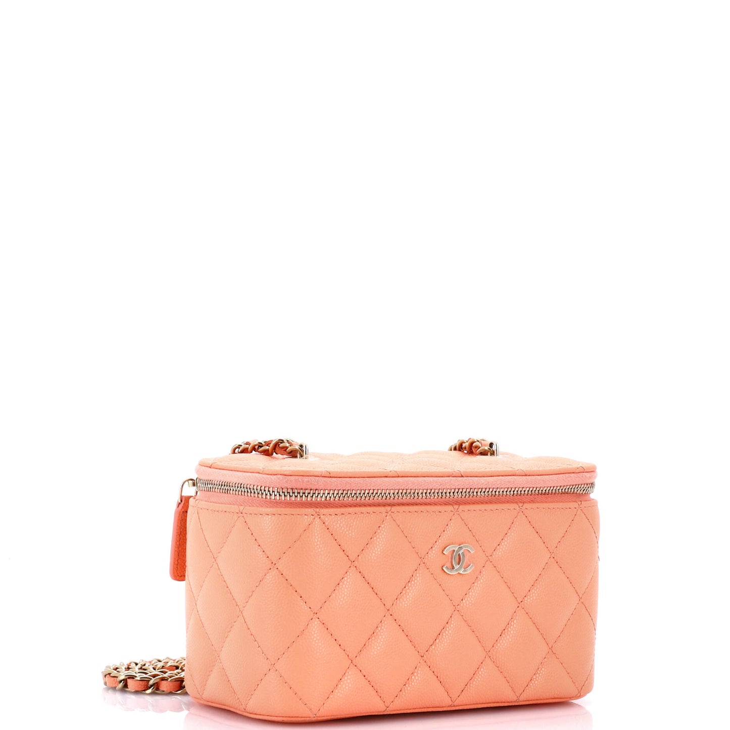 Classic Vanity Case with Chain Quilted Caviar Small