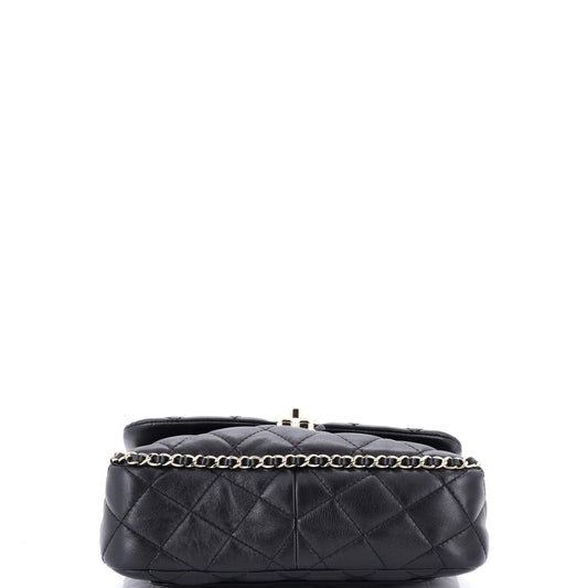 Chain Frame Enamel CC Flap Bag Quilted Lambskin Medium