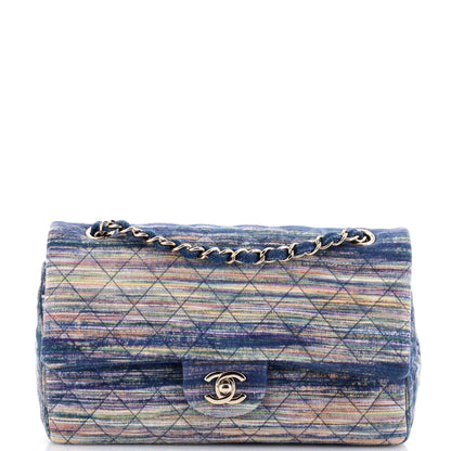 Classic Double Flap Bag Quilted Multicolor Denim Medium