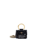 Pearl Crown Clutch with Chain Quilted Lambskin
