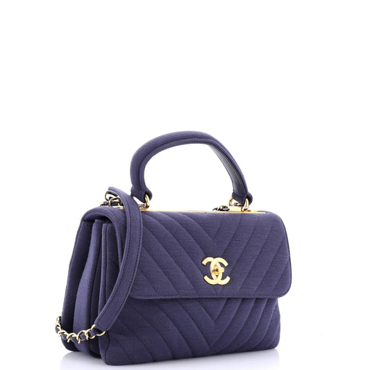 Trendy CC Top Handle Bag Chevron Jersey Small
