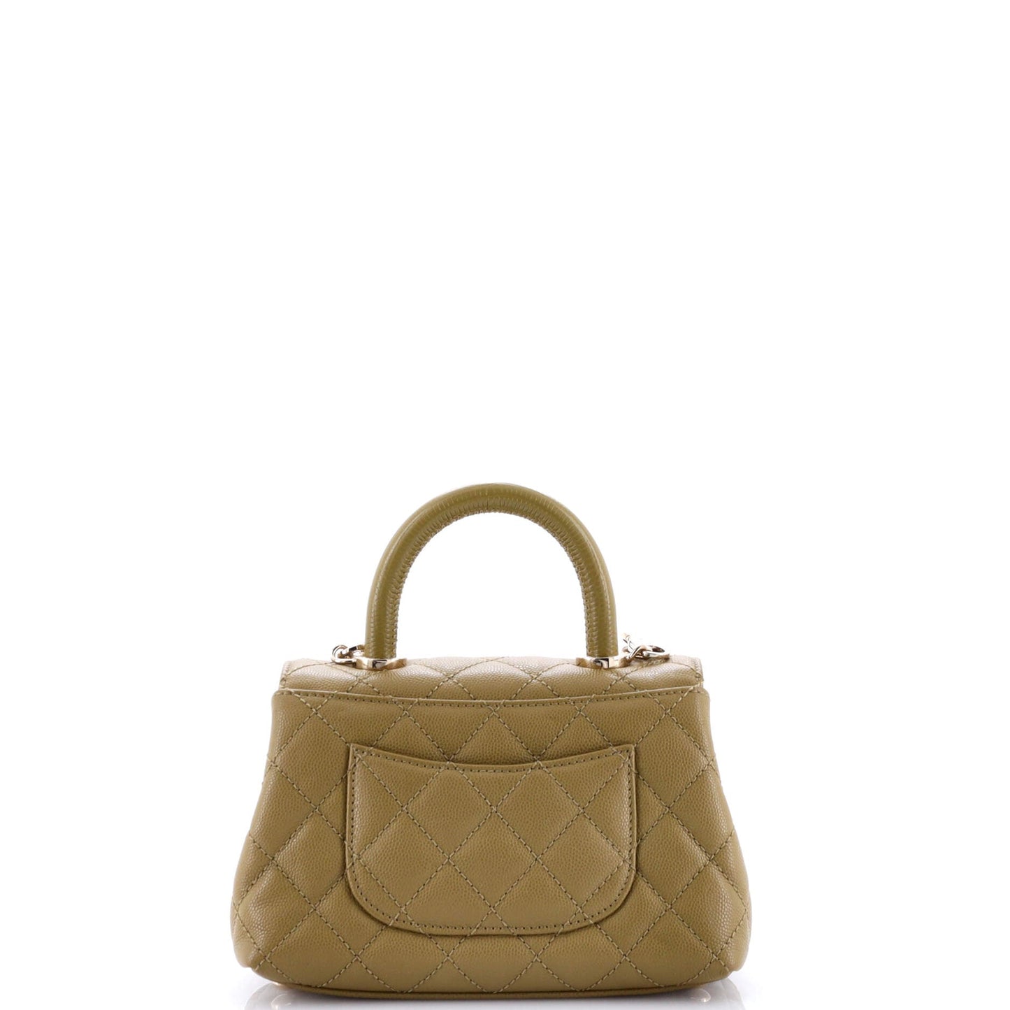 Coco Top Handle Bag Quilted Caviar with Lizard Embossed Handle Extra Mini