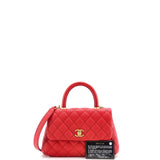 Coco Top Handle Bag Quilted Caviar with Lizard Embossed Handle Mini