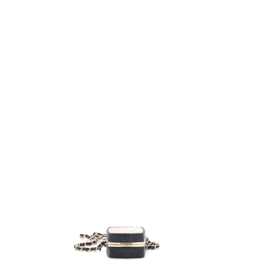 CC Make-Up Box Clutch with Chain Quilted Lambskin and Metal Mini