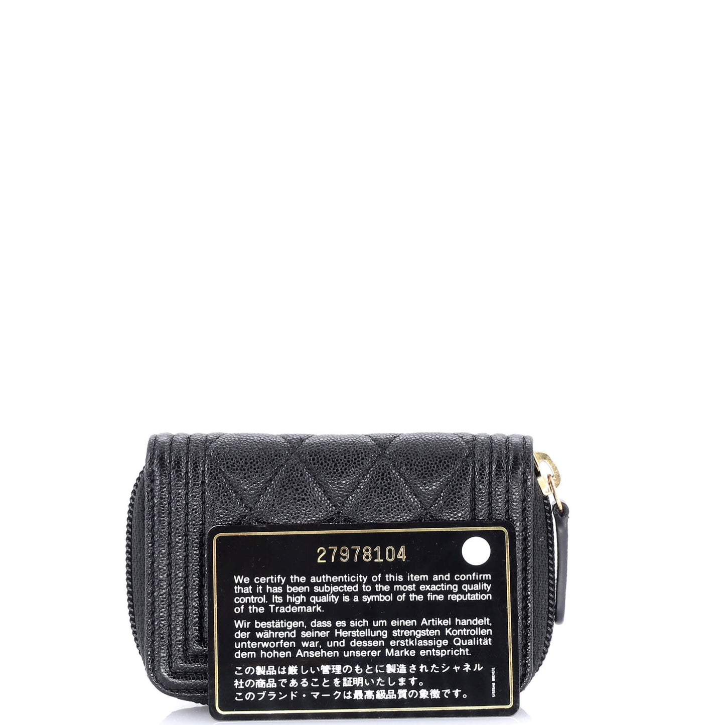 Boy Zip Around Wallet Quilted Caviar Small