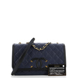 Filigree Flap Bag Quilted Caviar Medium